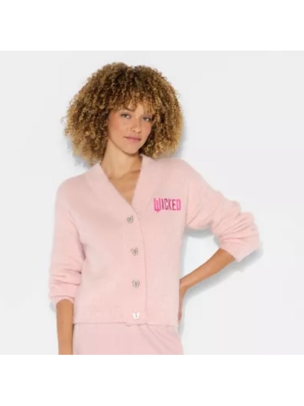 Katie Kime Pink 'WICKED' Embroidered Cardigan